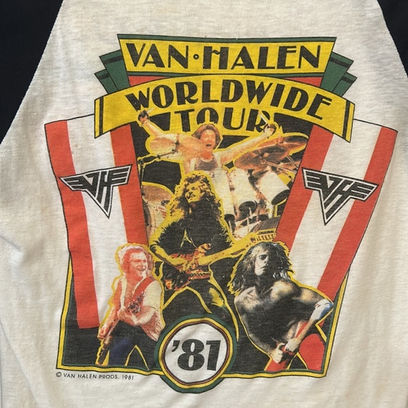 Vintage Van Halen 1981 World Tour Baseball Tee - Picture 2 of 6